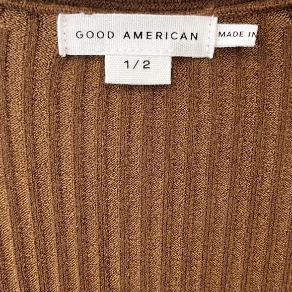 Good American | Long Sleeve Belted Body Midi Dress in Sepia - Size 1 / 2 - Picture 4 of 12